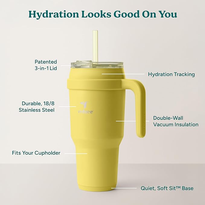 Reduce 40 oz Stainless Steel Tumbler with Handle - Dual-Wall Vacuum Insulated Travel Mug, Sweat-Proof Lid & Reusable Straw - Keeps Drinks Cold for 24 Hrs, Fits Cupholders, Dishwasher Safe -Pina Colada - Image 4