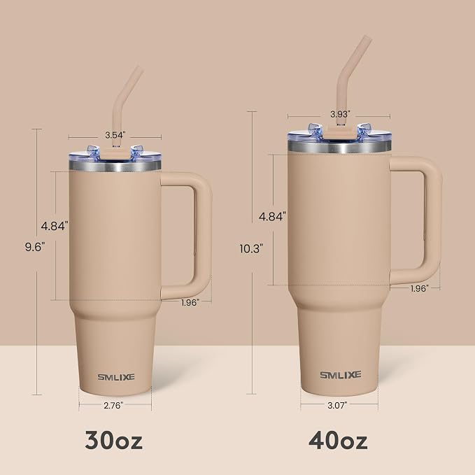 30 oz Tumbler with Handle, Tumbler with Lid and Straw, Double Wall Vacuum Insulated Travel Mug Stainless Steel Tumbler for Hot and Cold, Cupholder Friendly (Mocha) - Image 4