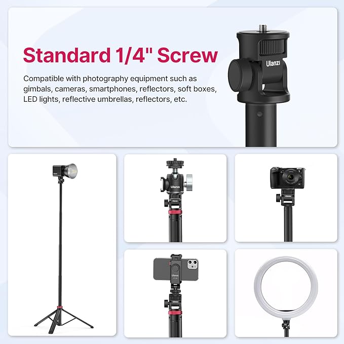 VIJIM MT-79 Extendable Photography Light Stand, 360° Ball Head Camera Phone - Image 4