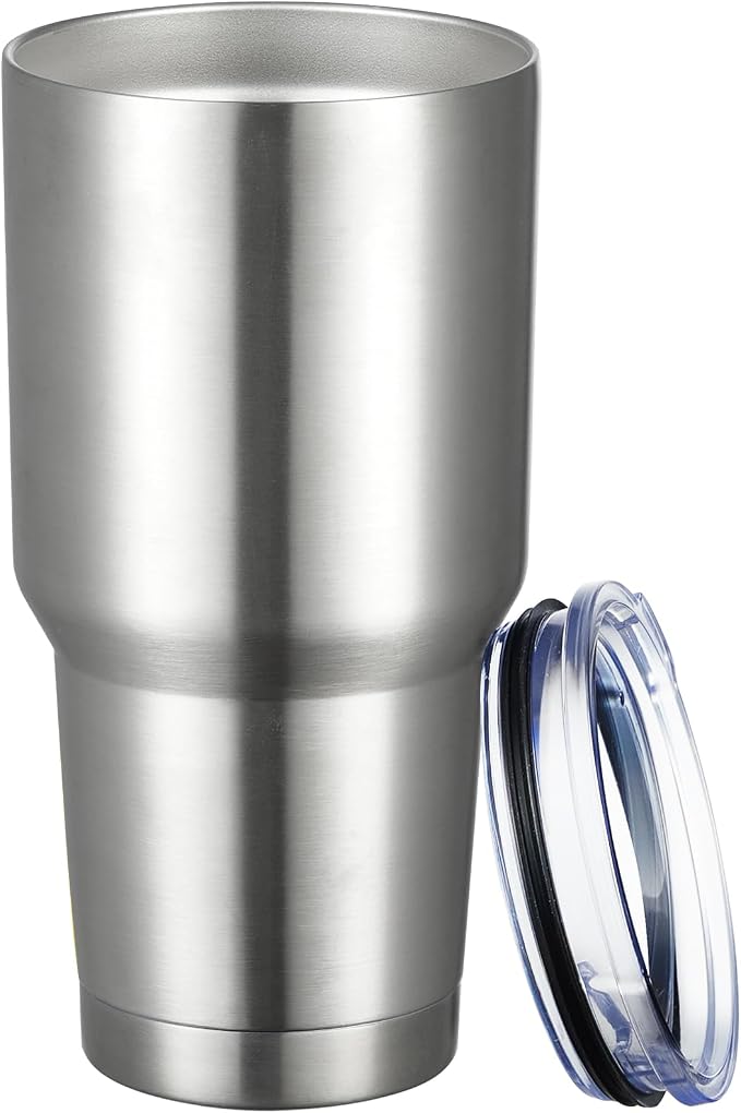 MEWAY 30oz Tumbler Double Wall Vacuum Insulated Travel Mug, Stainless Steel Tumbler with Lid, Durable Powder Coated Insulated Coffee Cup for Cold & Hot Drinks (Silver,1 PACK) by MEWAY