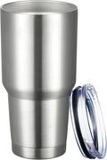 MEWAY 30oz Tumbler Double Wall Vacuum Insulated Travel Mug, Stainless Steel Tumbler with Lid, Durable Powder Coated Insulated Coffee Cup for Cold & Hot Drinks (Silver,1 PACK) by MEWAY