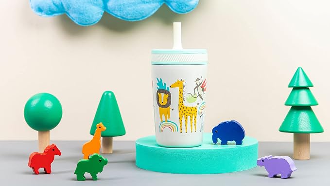 Zak Designs Kelso Toddler Cups For Travel or At Home, 12oz Vacuum Insulated Stainless Steel Sippy Cup With Leak-Proof Design is Perfect For Kids (Safari) - Image 12