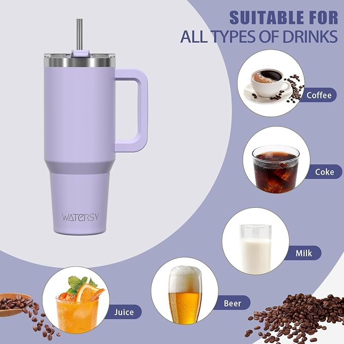 20 oz Tumbler with Handle,Tumbler with Lid and Straw,Double Wall Insulated Cup Stainless Steel Travel Mug(Cold for 34 Hours),Water Bottle for Iced Tea,Coffee,Cold Beverages(Purple) - Image 6