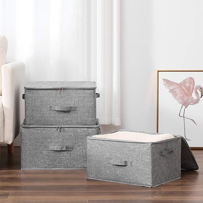 ANMINY 2PCS Storage Bins with Zipper Lids 36 Qt Lidded Fabric Storage Boxes - Image 5