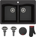 KRAUS Forteza 33-inch Drop in/Undermount 50/50 Double Bowl Granite Kitchen Sink by KRAUS