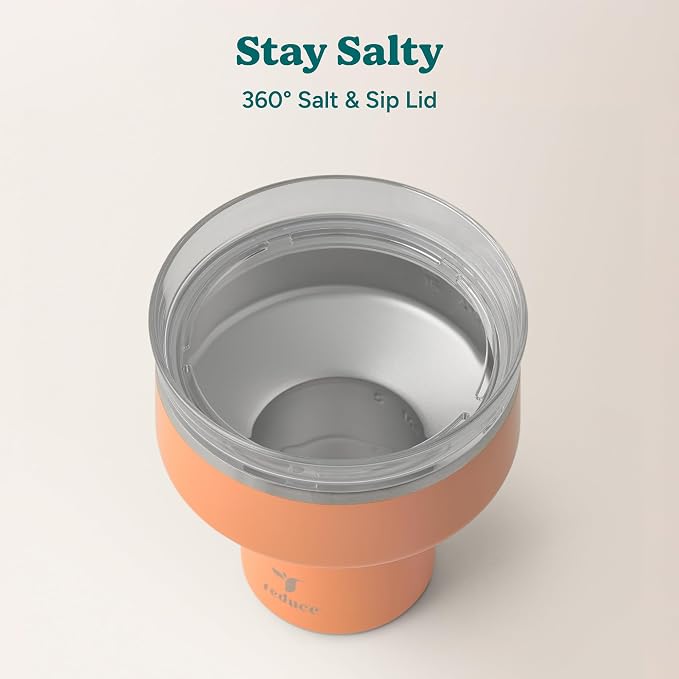 REDUCE Saltini 16 oz Cocktail Tumbler - Insulated Margarita Tumbler with Lid - Keeps Drinks Cold for 10 Hours - 360 Sippable Martini Glass Alternative - Shatterproof, Perfect for Parties - Papaya - Image 4