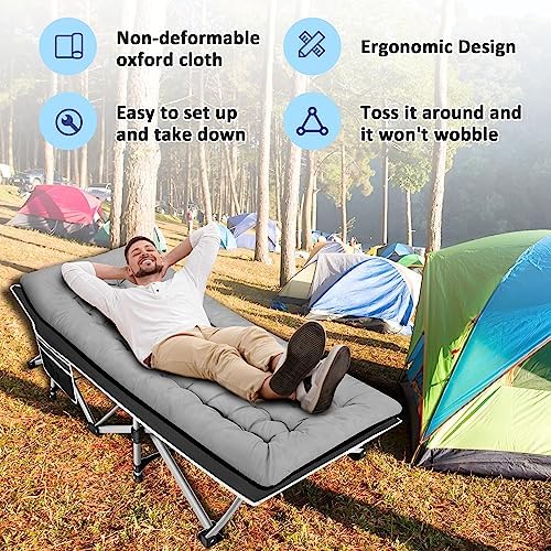 HABUTWAY Camping Cots for Adults, 600lbs Capacity, Folding Camping Cot with Mattress, Sleeping Cots for Adults with Carry Bags for Travel,Beach,Patio,Home Office,Nap Time - Image 6
