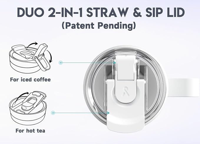 Meoky 40oz Tumbler with Handle, Stainless Steel Travel Mug with 2-in-1 Straw and Sip Lid, Vacuum Insulated Coffee Mug, 100% Leak Proof, Keeps Cold for 34 Hours or Hot for 10 Hours (Azure) - Image 5