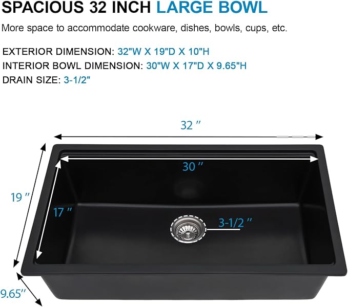 32 Granite Composite Kitchen Sink - Image 5