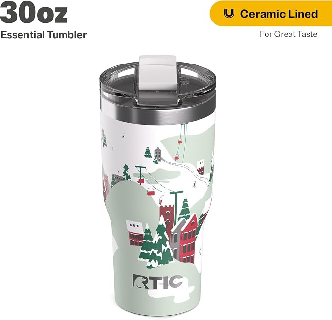 RTIC 30oz Essential Tumbler with Lid, Ceramic Lined, Insulated, Stainless Steel, Metal, Double Wall Vacuum-Insulation, Travel Cup for Iced Coffee, Tea, Hot and Cold Drink, Apres Ski - Image 2