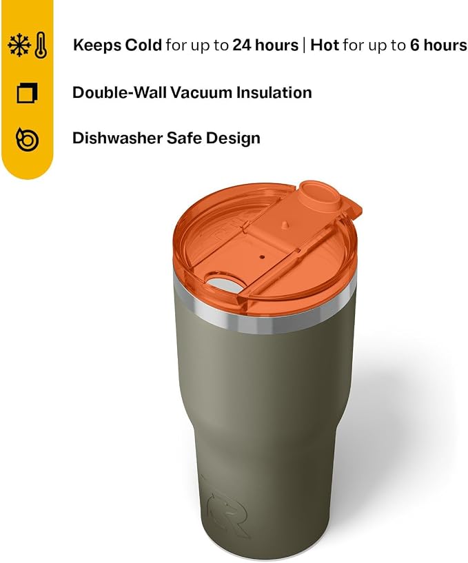 RTIC 30oz Essential Tumbler with Lid, Ceramic Lined, Insulated, Stainless Steel, Metal, Double Wall Vacuum-Insulation, Travel Cup for Iced Coffee, Tea, Hot and Cold Drink, Trailblazer - Image 3