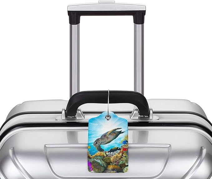 2 Pack Sea Turtle Luggage Tag for Suitcases, Cool Leather Suitcase Labels - Image 6
