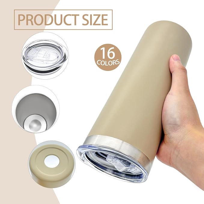 YOUKE OLA 16 Pack Stainless Steel Skinny Tumblers Bulk Straight Double Wall Powder Coated Insulated Tumbler with Lid and Straw for Laser Engrave, DIY Gift, 20oz Mix Colors - Image 3