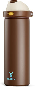 24 oz Insulated Water Bottle with Straw: Meoky Stainless Steel Metal Water Bottle with 2-in-1 Lid - Leak Proof, Cold for 24 Hours, Fits in Car Cup Holder, BPA-Free for Travel Sports Gym, Cocoa by MEOKY
