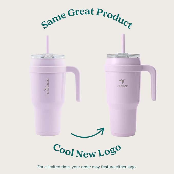 REDUCE 40 oz Stainless Steel Tumbler with Handle - Dual-Wall Vacuum Insulated Travel Mug, Sweat-Proof Lid & Reusable Straw - Keeps Drinks Cold for 24 Hrs, Fits Cupholders, Dishwasher Safe - Sangria - Image 2