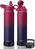 CIVAGO 24 oz Insulated Water Bottle With Straw, Stainless Steel Sports Water Flask Cup with 3 Lids (Straw, Spout and Handle Lid), Double Walled Travel Thermal Canteen Mug, Dark Rainbow by CIVAGO