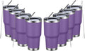 MEWAY 30oz Insulated Tumbler With Lids and Straws,Stainless Steel Double Vacuum Coffee Tumbler Cup, Brush, Durable Powder Coated Coffee Cup for Cold & Hot Drinks, Office, Travel(Purple,8 PACK) by MEWAY