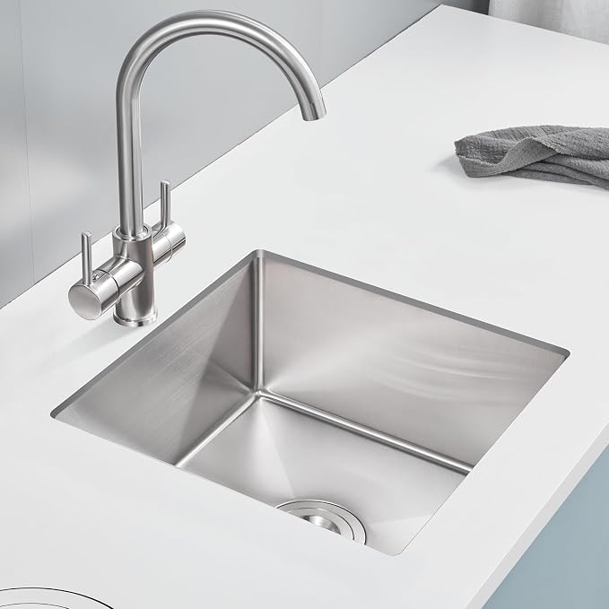POPFLY 18 x 18 Inch Undermount Kitchen Sinks, Stainless Steel Single Bowl 9 - Image 2