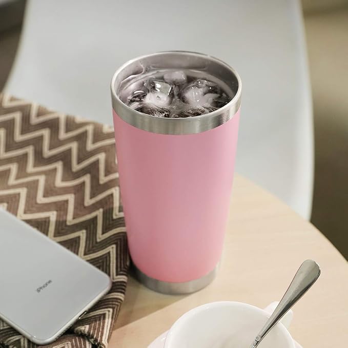 DOMICARE 20oz Stainless Steel Tumbler Bulk with Lid, Double Wall Vacuum Insulated Travel Mug, Powder Coated Coffee Cup,Pink, 12 Pack - Image 6