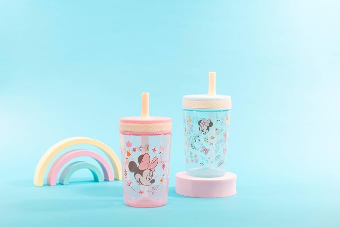 Zak Designs Disney Minnie Mouse Kelso Toddler Cups For Travel or At Home, 15oz 2-Pack Durable Plastic Sippy Cups With Leak-Proof Design is Perfect For Kids (Minnie Mouse) - Image 9