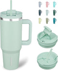 BJPKPK 40oz Stainless Steel Insulated Tumbler With Handle And Lid Straw Travel Coffee Mug Thermal Cup,Pistachio Green by BJPKPK