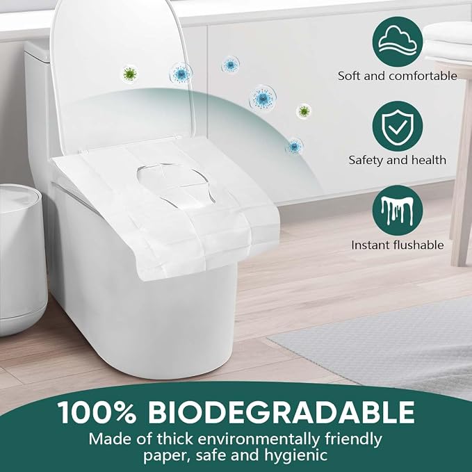 120 Pcs Disposable Flushable Paper Toilet Seat Covers Travel Supplies Essentials - Image 3