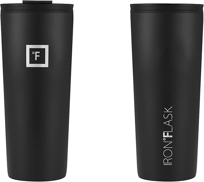 IRON °FLASK Classic Tumbler - Vacuum Insulated Stainless Steel Water Bottle, Double Walled, Drinking Cup, Insulated Travel Mug (Midnight Black, 24 oz Solid Lid) - Image 4