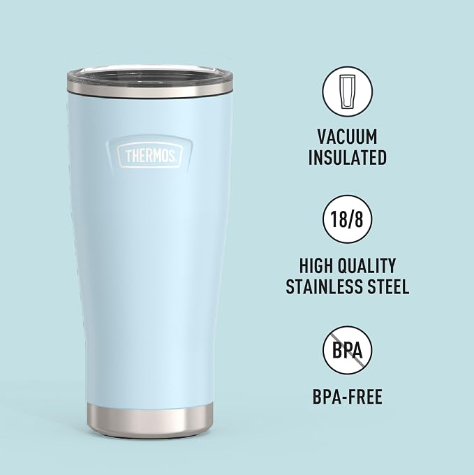 THERMOS ICON SERIES, Stainless Steel Cold Tumbler with Slide Lock, 24 Ounce, Glacier - Image 2