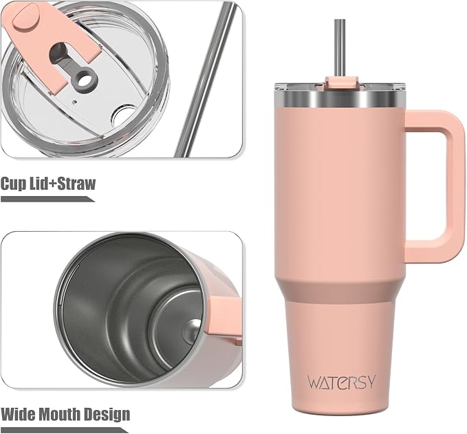 20 oz Tumbler with Handle,Tumbler with Lid and Straw,Double Wall Insulated Cup Stainless Steel Travel Mug(Cold for 34 Hours),Water Bottle for Iced Tea,Coffee,Cold Beverages(Pink) - Image 9