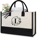 TOPDesign Personalized Initial Jute/Canvas Beach Bag, Monogrammed Gift Tote Bag by TOPDesign