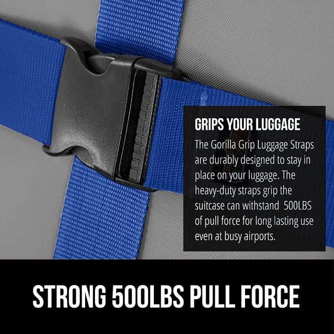 GORILLA GRIP Heavy Duty 4 Pack Adjustable Luggage Straps - Image 3