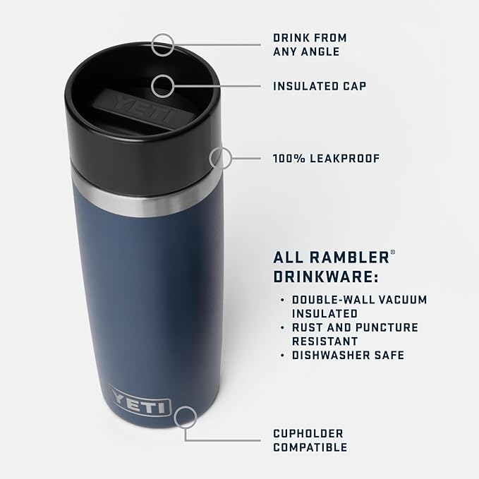 YETI Rambler 16 oz Travel Bottle, Stainless Steel, Vacuum Insulated with Leakproof Commuter Cap, White - Image 2