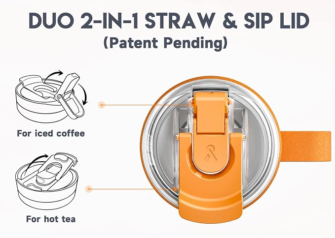 Meoky 24oz Travel Mug, Triple Insulated Stainless Steel Tumbler with Handle and 2-in-1 Straw and Sip Lid, 100% Leak Proof, Keeps Cold for 24 Hours or Hot for 8 Hours, Cupholder Friendly (Maple) - Image 3