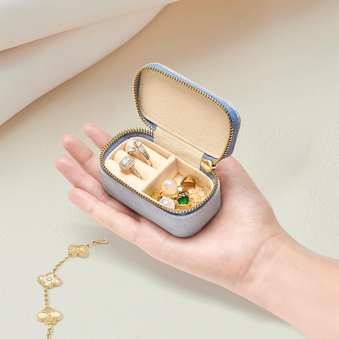 TAIMY Mini Jewelry Travel Case, Velvet Small Travel Jewelry Box, Portable - Image 3
