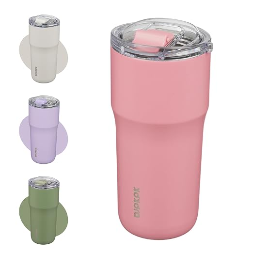 BJPKPK Insulated Tumbler,20oz Stainless Steel Tumbler with lid,Double Wall Travel Coffee Mug Thermal Cup,Keep Drinks Cold and Hot,Pink by BJPKPK