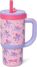 Ello Oasis 14oz Stainless Steel Toddler Tumbler with Handle & Retracting Straw, 100% Leakproof, Double-Wall Vacuum Insulated, Kids Water Bottle for School, BPA Free, Dishwasher Safe, Unicorns by Ello