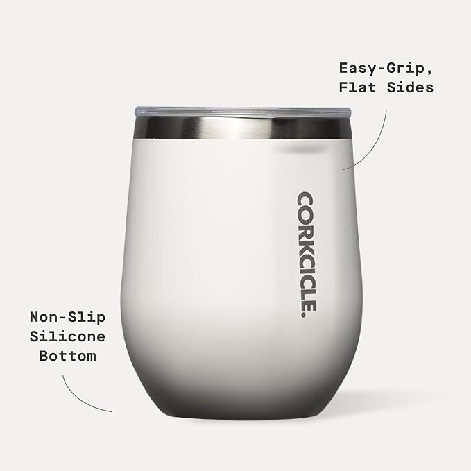 Corkcicle Stemless Wine Tumbler - Keeps Drinks Cold for 6 Hours - Triple-Insulated Stainless Steel - Non-Slip Base - Summer Drinkware Gift - Keeps Drinks Ice Cold - 12 oz - Oat Milk - Image 4