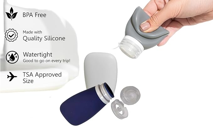 Travel Bottles for Toiletries, TSA Approved 3oz Leak Proof Silicone Refillable - Image 4