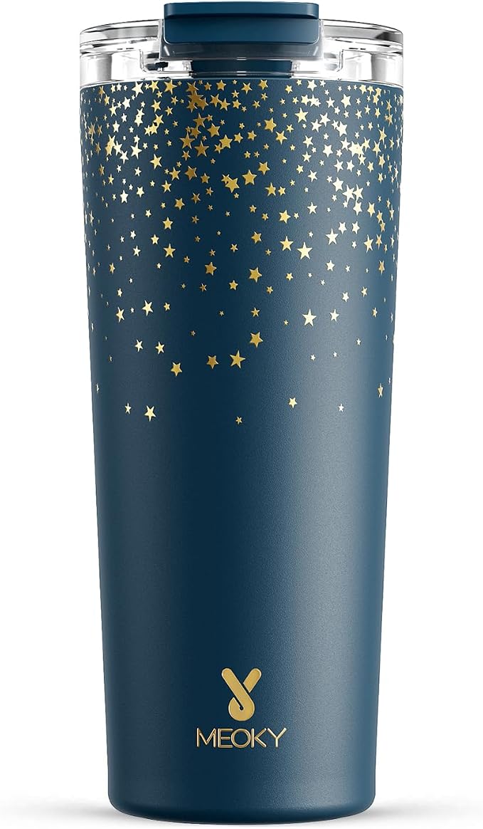 Meoky 24 oz Travel Coffee Mug with Leak-proof Lid, Stainless Steel Insulated Coffee Tumbler, Keeps Hot for 8 Hours or Cold for 24 Hours, Fits in Car Cup Holder (Midnight Galaxy) by MEOKY