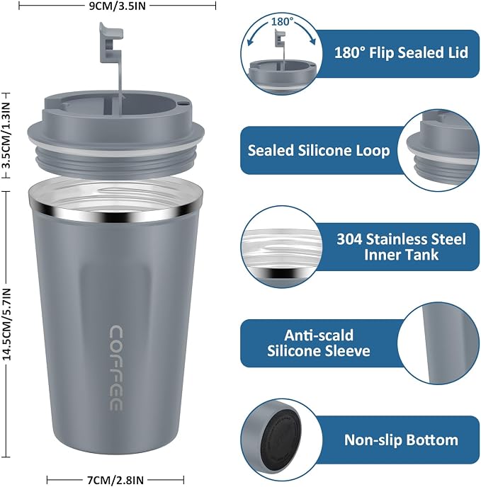 CS COSDDI 12 oz Stainless Steel Vacuum Insulated Tumbler - Coffee Travel Mug Spill Proof with Lid - Coffee Cups for Keep Hot/Ice Coffee,Tea and Beer - Image 4