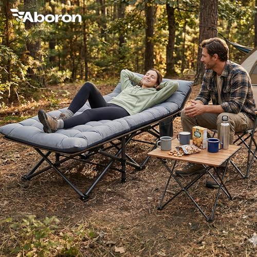 ABORON Camping Cot for Adults, 28 in Wide Folding Bed with Mattress - Image 2
