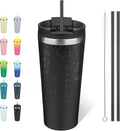 BJPKPK 22oz Insulated Tumbler With lid And Straw Stainless Steel Tumblers Travel Coffee Mug Reusable Thermal Cup,Black Leopard by BJPKPK