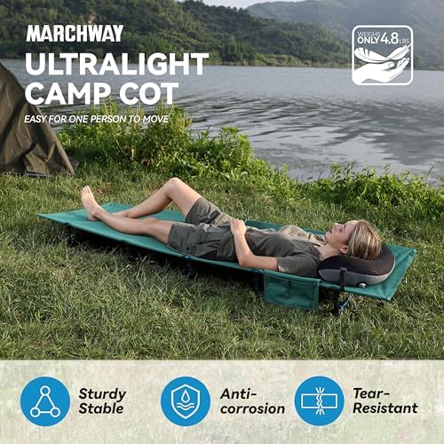 MARCHWAY Ultralight Folding Tent Camping Cot Bed, Portable Compact for Outdoor Travel, Base Camp, Hiking, Mountaineering, Lightweight Backpacking (Green) - Image 2