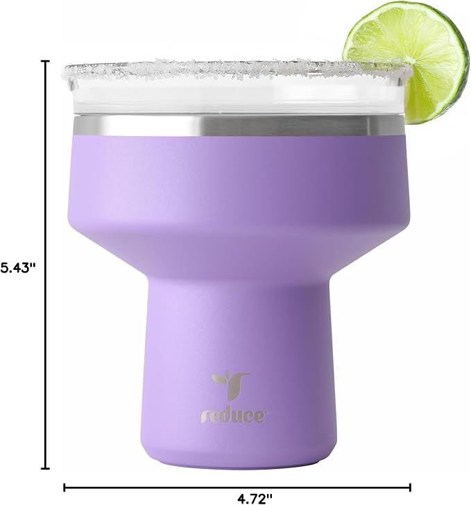 REDUCE Saltini 16 oz Cocktail Tumbler - Insulated Margarita Tumbler with Lid - Keeps Drinks Cold for 10 Hours - 360 Sippable Martini Glass Alternative - Shatterproof, Perfect for Parties-Purple Punch - Image 8