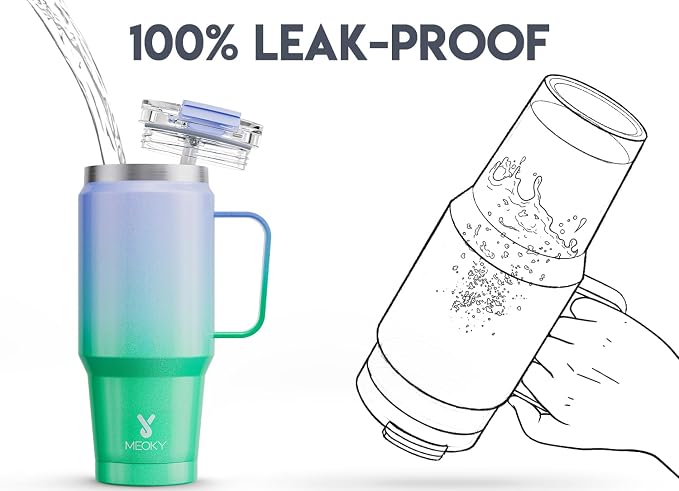Meoky 32oz Tumbler with Handle, Stainless Steel Travel Mug with 2-in-1 Straw and Sip Lid, Vacuum Insulated Coffee Mug, 100% Leak Proof, Keeps Cold for 24 Hours or Hot for 8 Hours (Fairyland) - Image 3