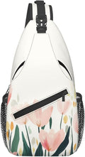 SUPLUCHOM Sling Bag Tulip Flower Watercolor Hiking Daypack Crossbody Shoulder by SUPLUCHOM
