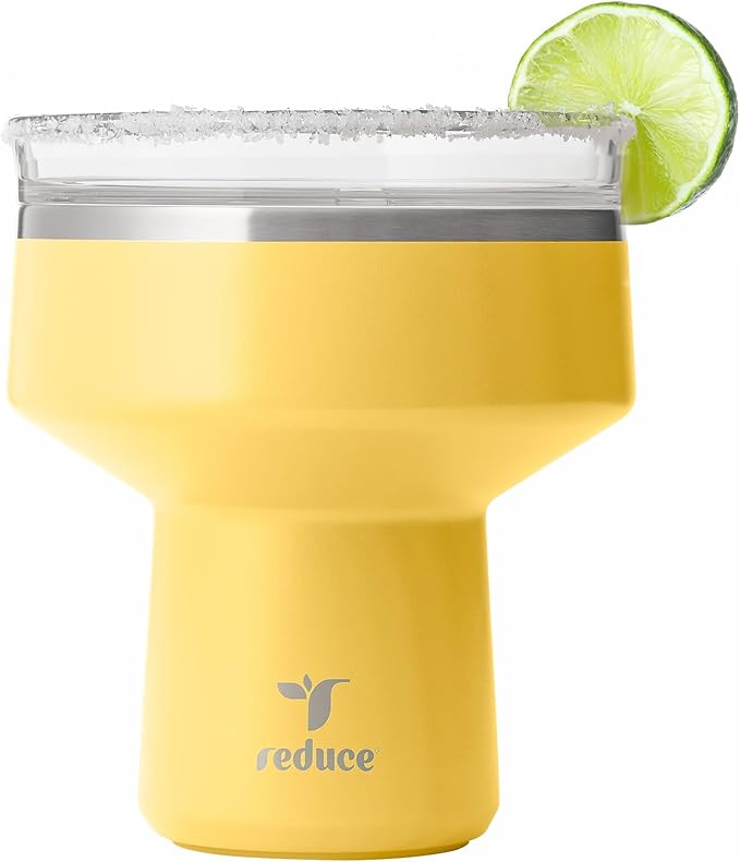REDUCE Saltini 16 oz Cocktail Tumbler - Insulated Margarita Tumbler with Lid - Keeps Drinks Cold for 10 Hours - 360 Sippable Martini Glass Alternative - Shatterproof, Perfect for Parties - Pineapple by Reduce