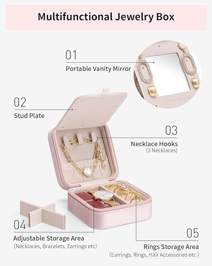 Vlando Jewelry Organizer Box, Small Jewelry Box - Image 4