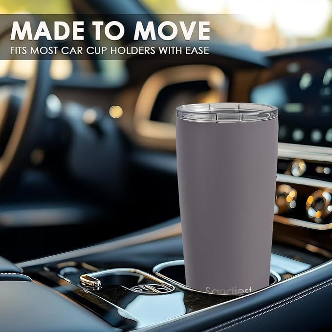 SANDJEST Gray Tumbler 20oz Stainless Steel Double Wall Vacuum Insulated, Travel Coffee Cup, Gifts for Men Women Birthday Christmas - Image 6