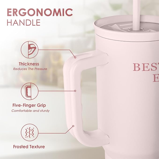 SANDJEST Gift for Aunt - Best Aunt Stainless Steel Tumbler with Handle, Travel Coffee Mug for Moms - Aunts Gifts for Birthday Christmas Mothers Day, 40oz - Image 3